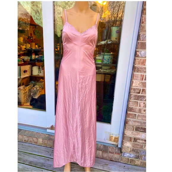 Vintage 1970 Collector Item Dreamy Dreamcore Light Pink Coquette Slip Maxi Dress - Picture 2 of 15